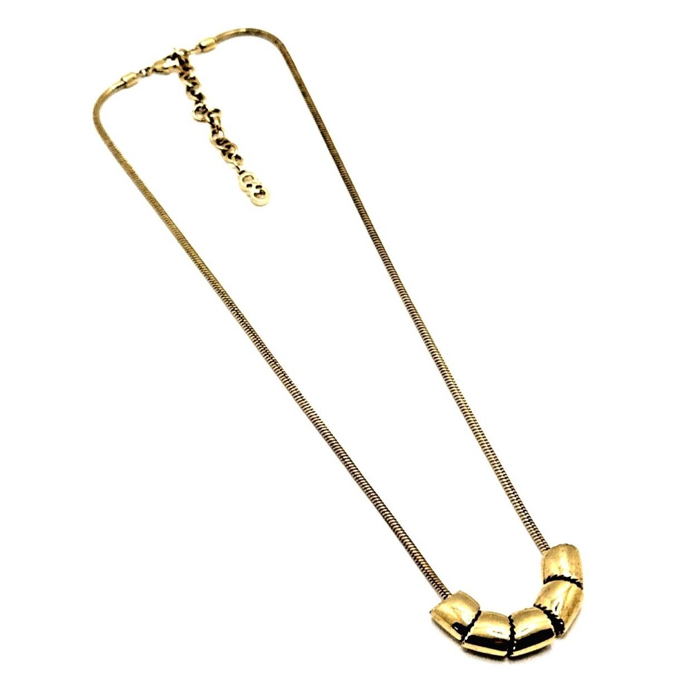COLE HAAN Signature Rondelle Necklace Gold Plated Basket Weave Collection 16-18"